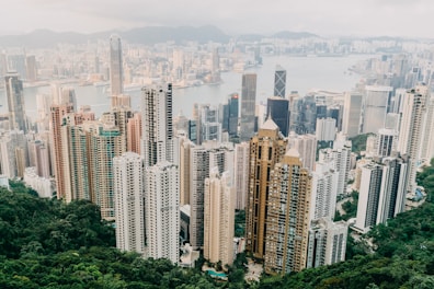 aerial photography city buildings