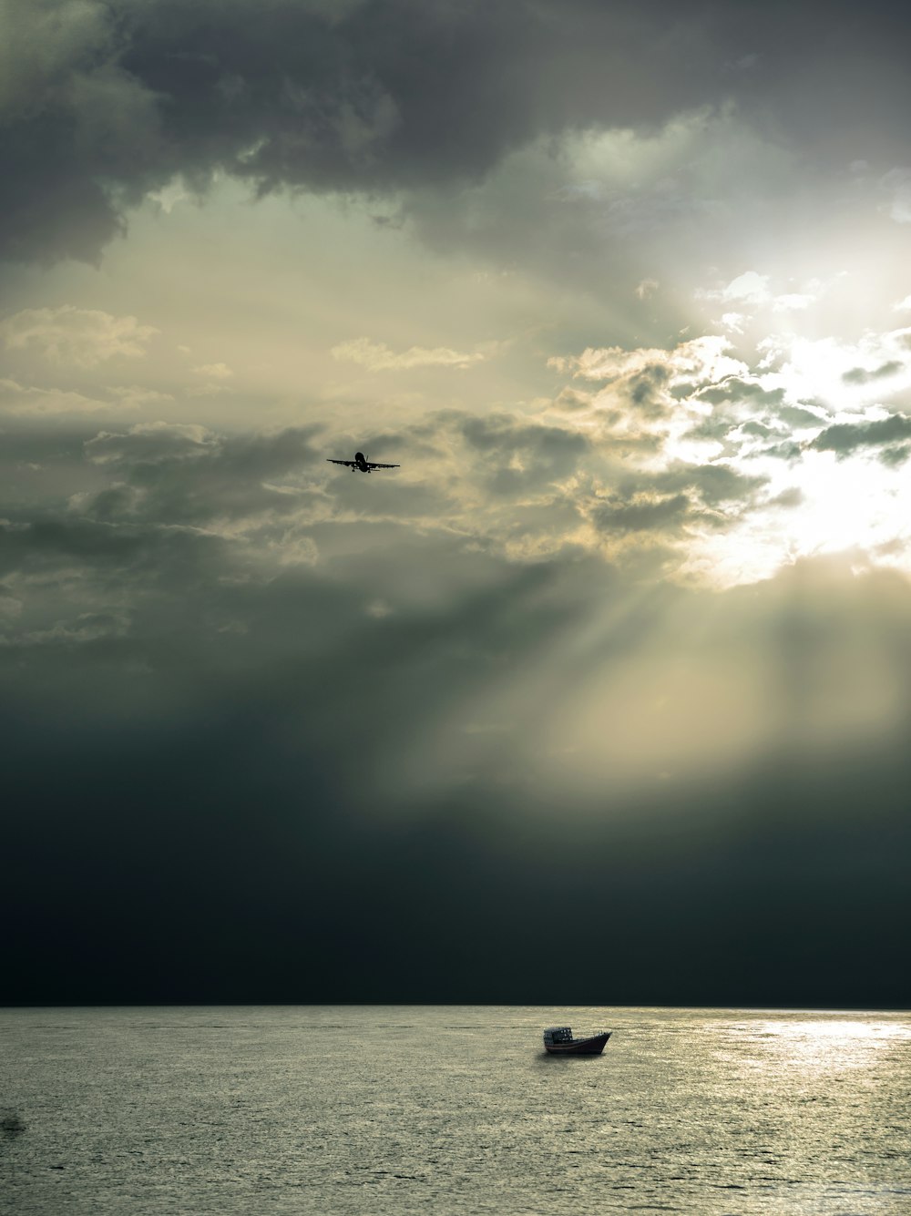 airplane over the boat