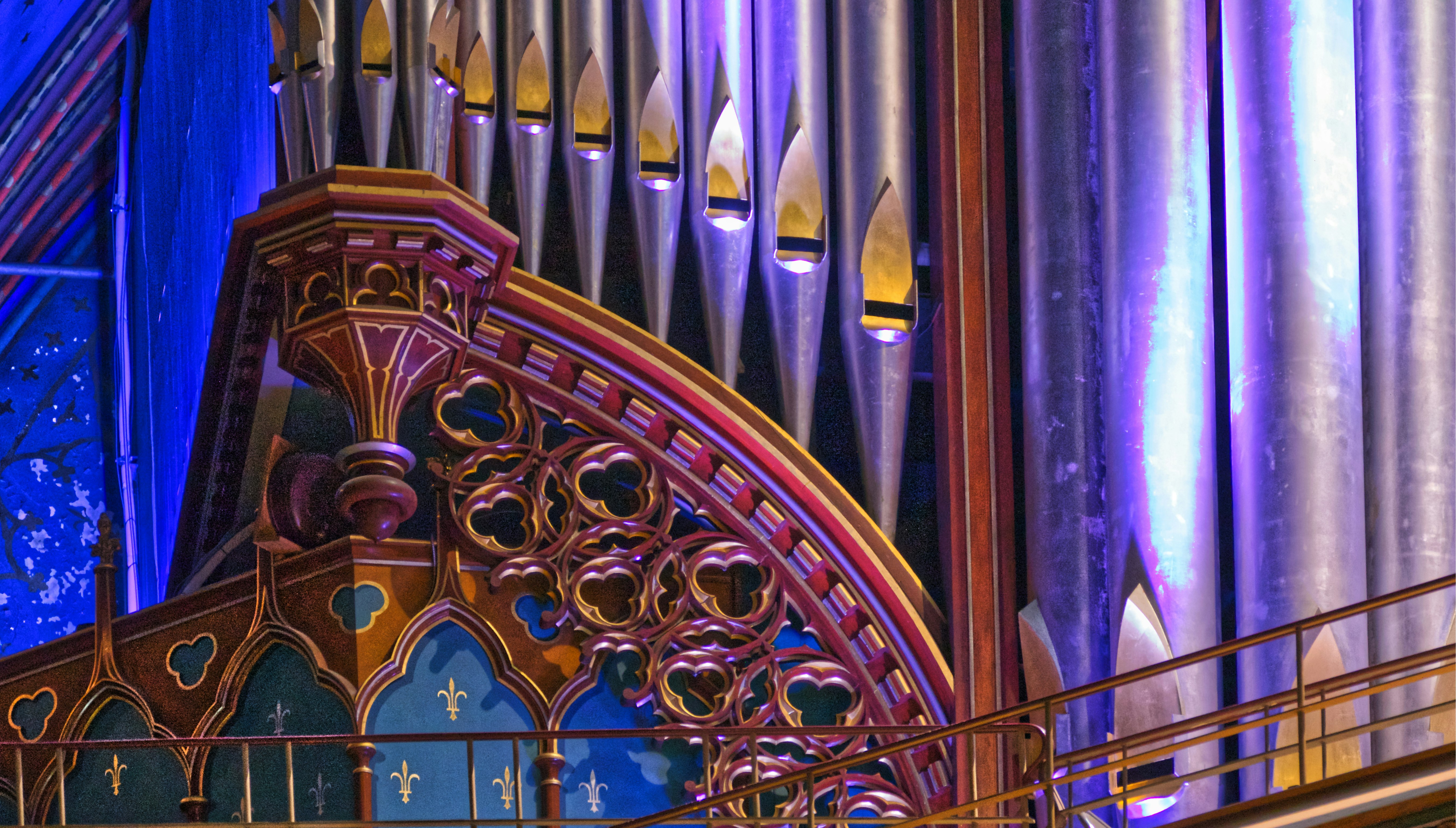 Détail des tuyaux d’orgue de la basilique Notre Dame de Montréal 
