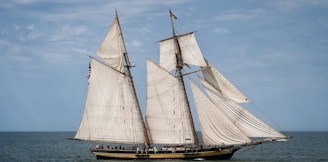 white and brown sailboat