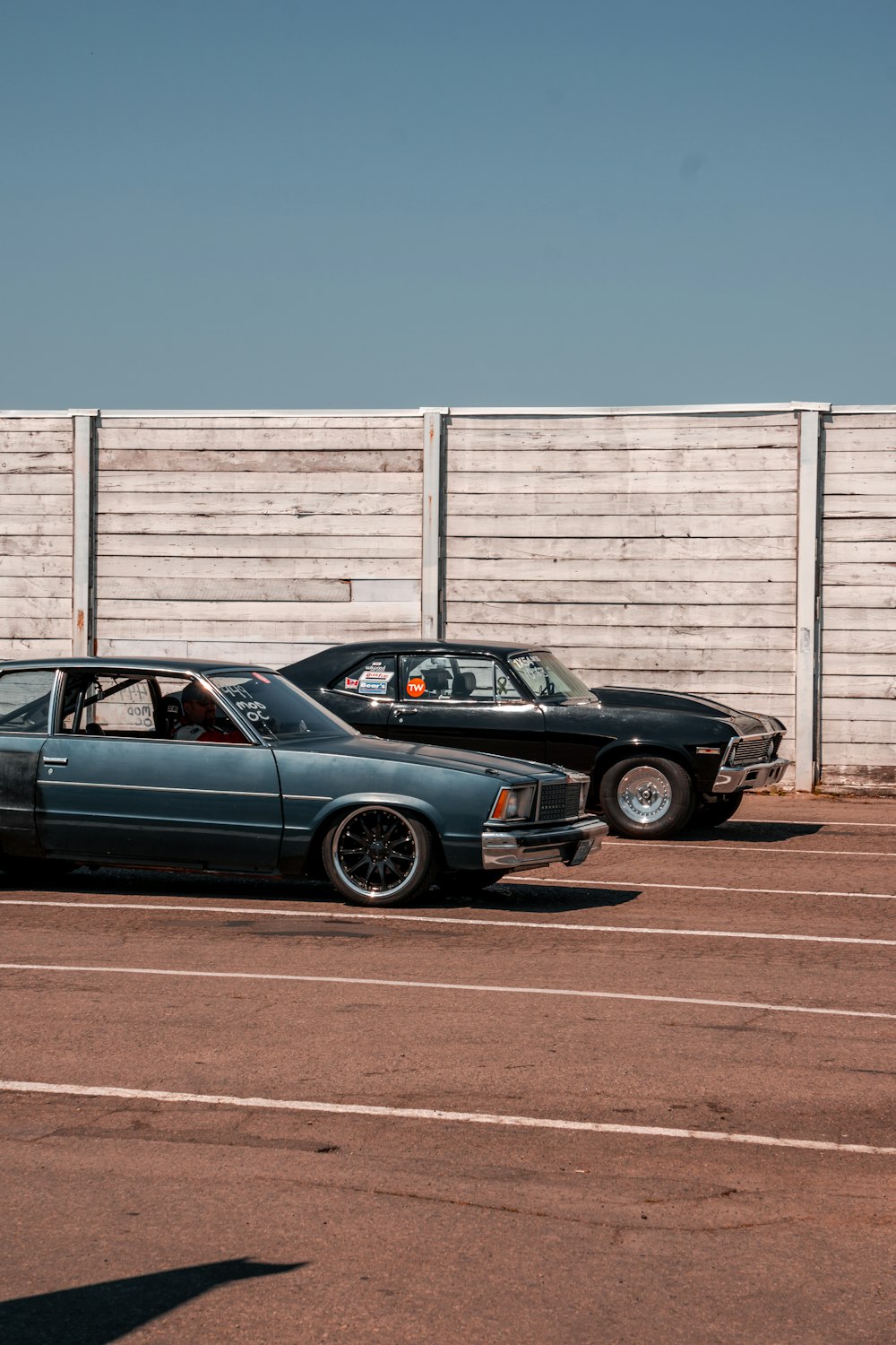 two cars parked