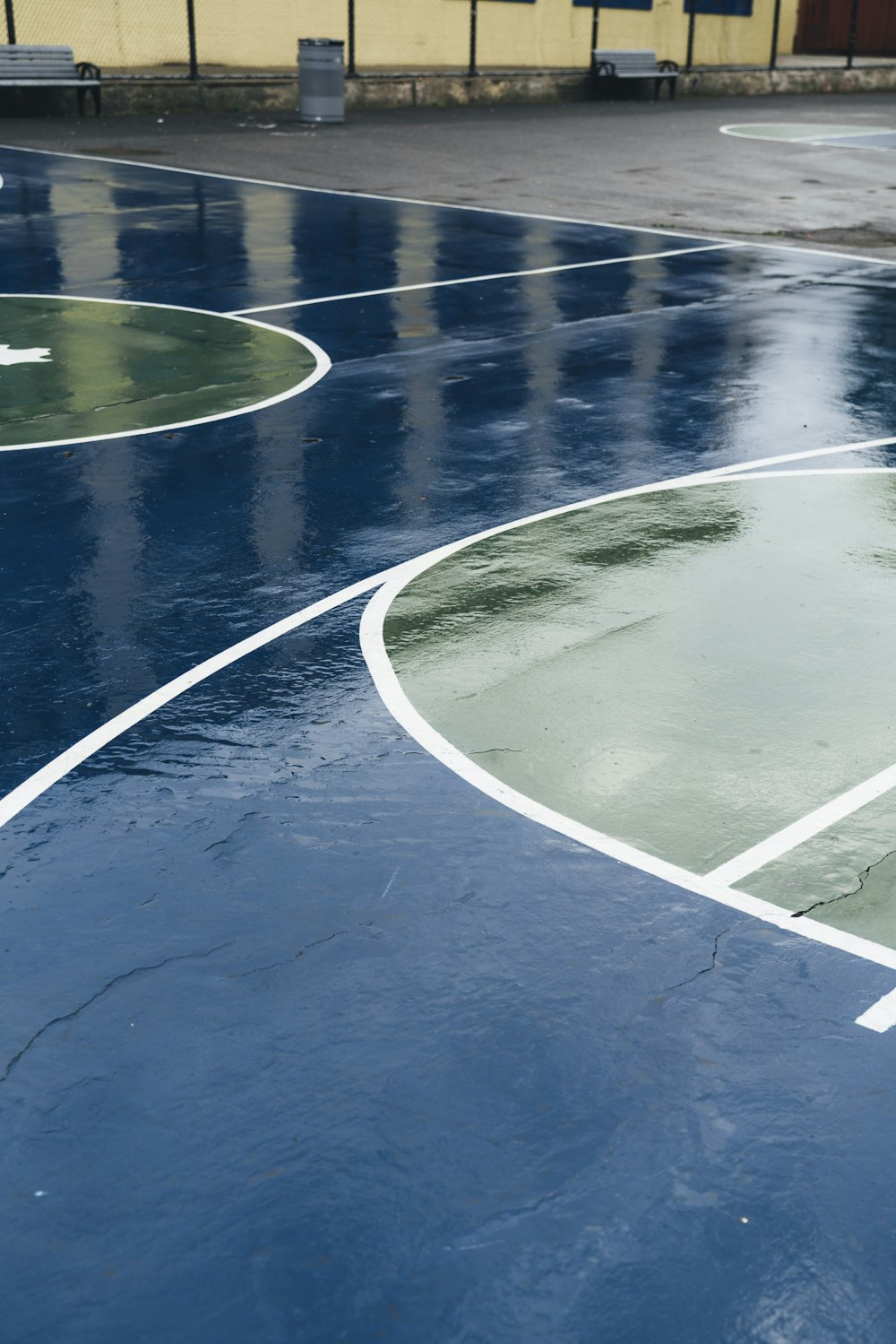 blue and green basketball court