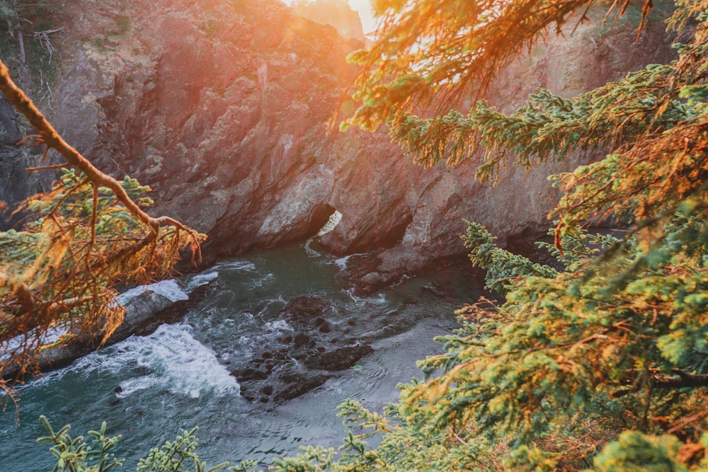 a view of the ocean from a cliff