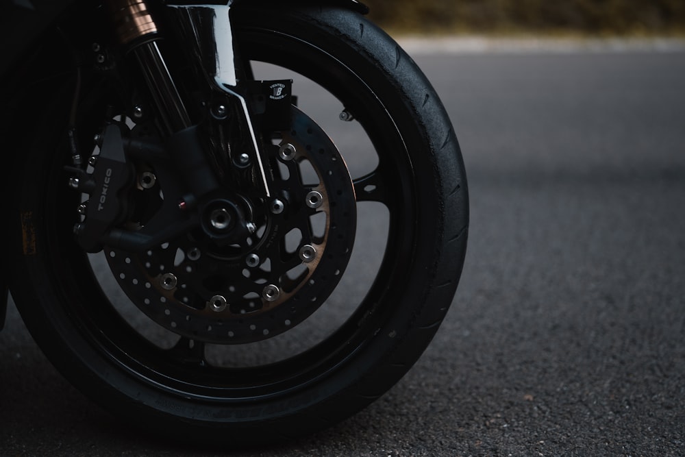 black motorcycle wheel