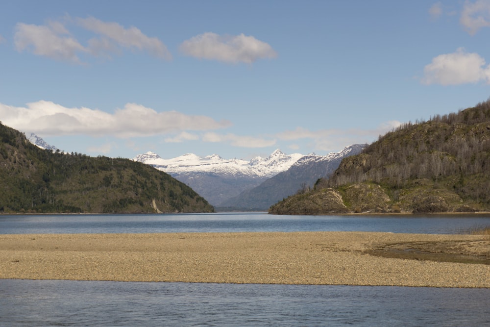 green mountain near island