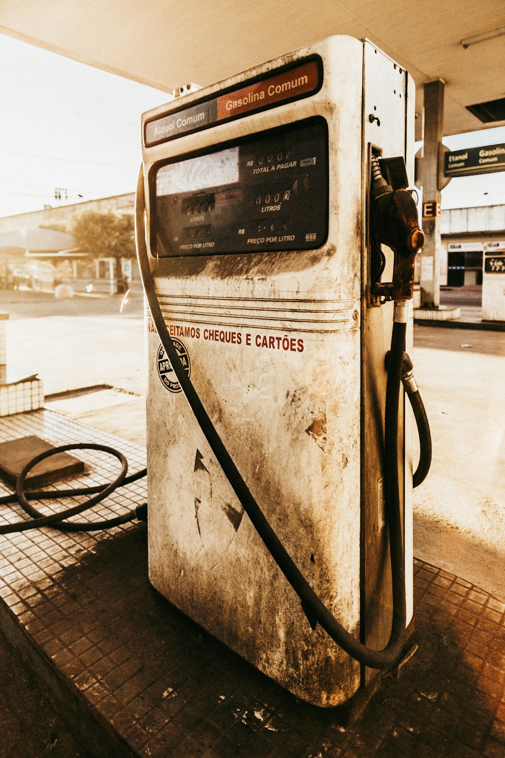 white gasoline pump