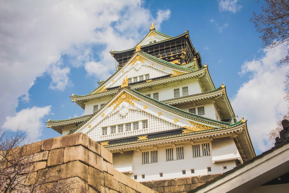 low-angle photography of temple