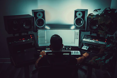 person watching on monitor