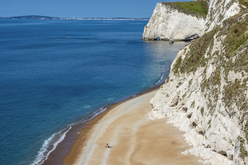 aerial photography of white sand beach during daytime