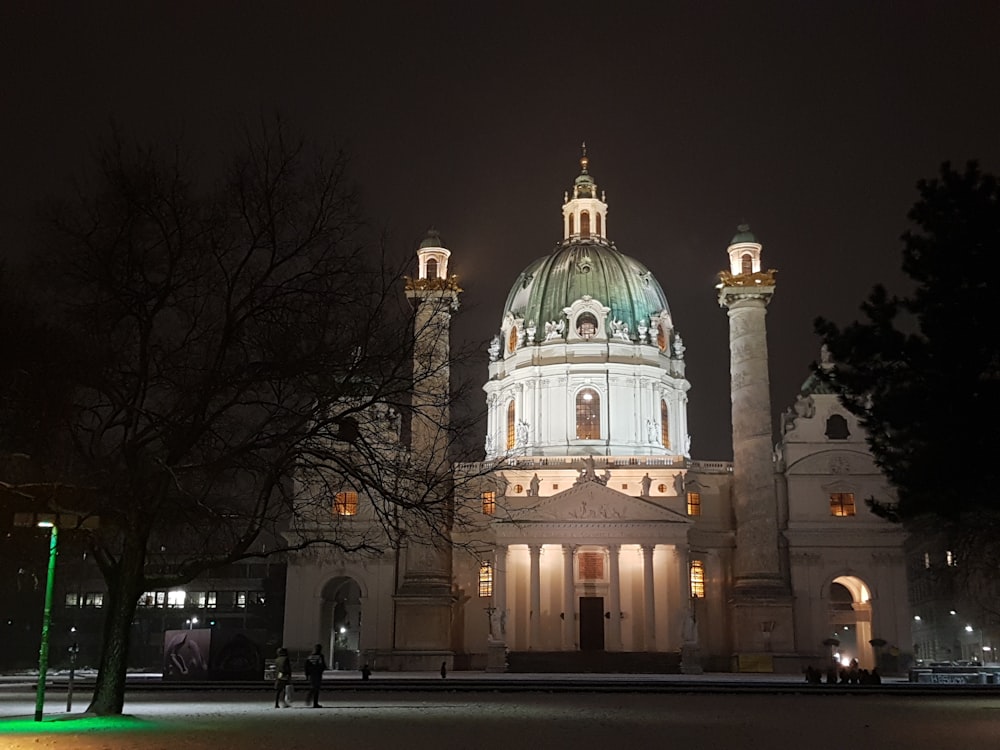 lighted dome building during nighttime