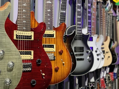 Electric guitars designed for bold, expressive sound, used in blues, jazz, rock, metal, pop