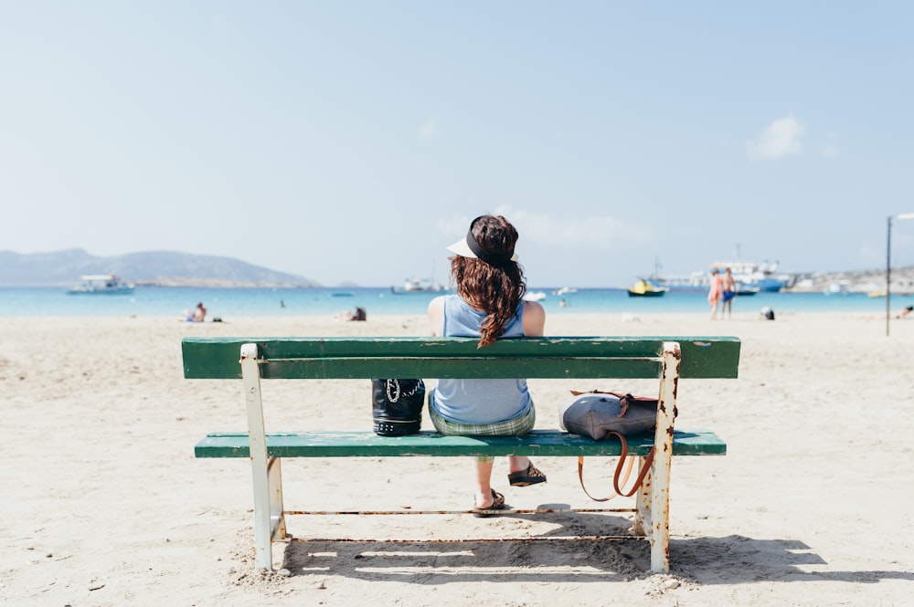 woman sitting on the bench