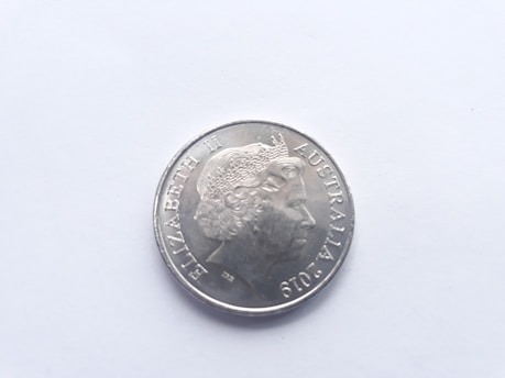 A coin featuring a profile of a person with the words 'ELIZABETH II AUSTRALIA' inscribed around the edge. The background is plain white.