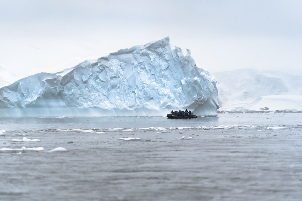 boat near ice mountain