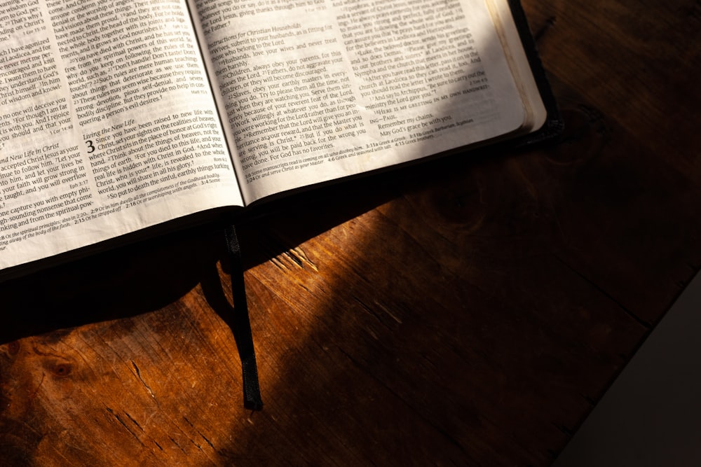 white book on brown wooden surface