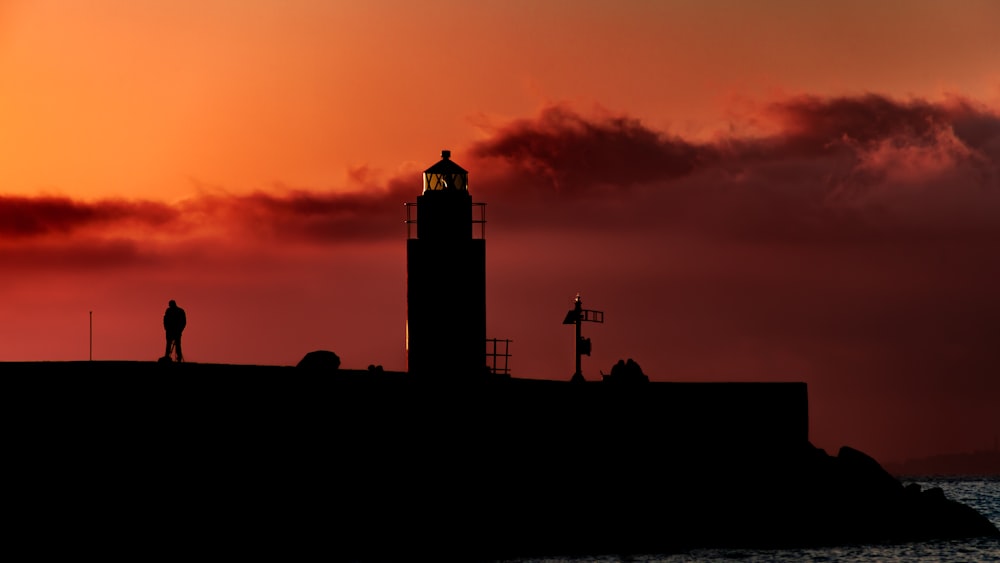 silhouette of lighthouse