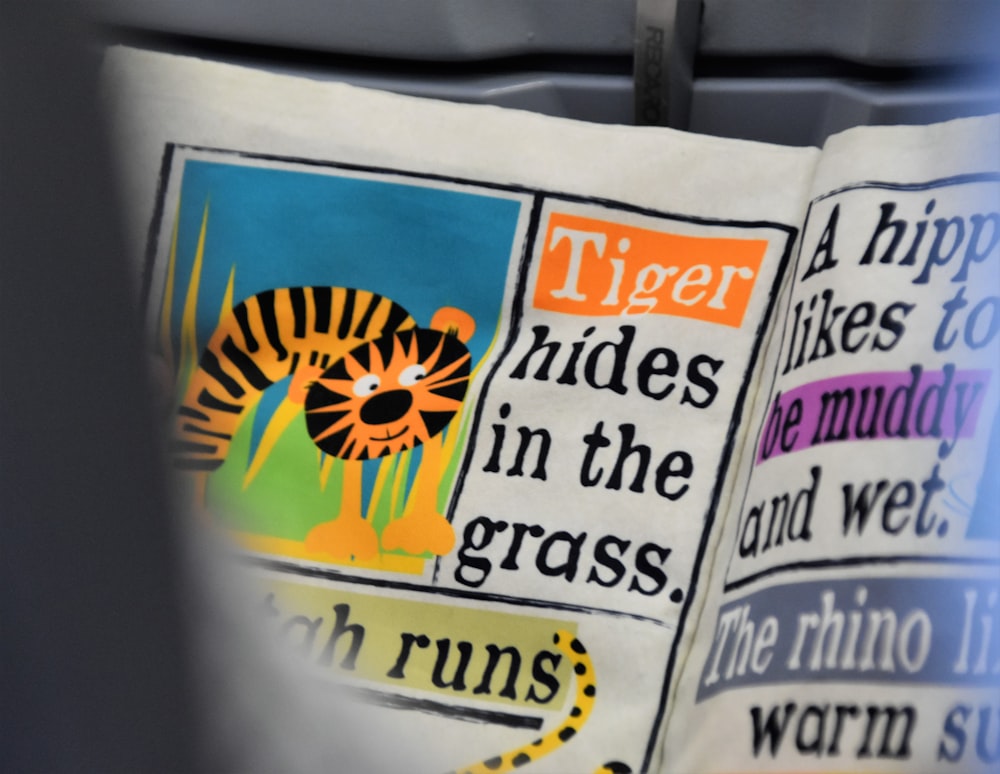 tiger hides in the grass paper