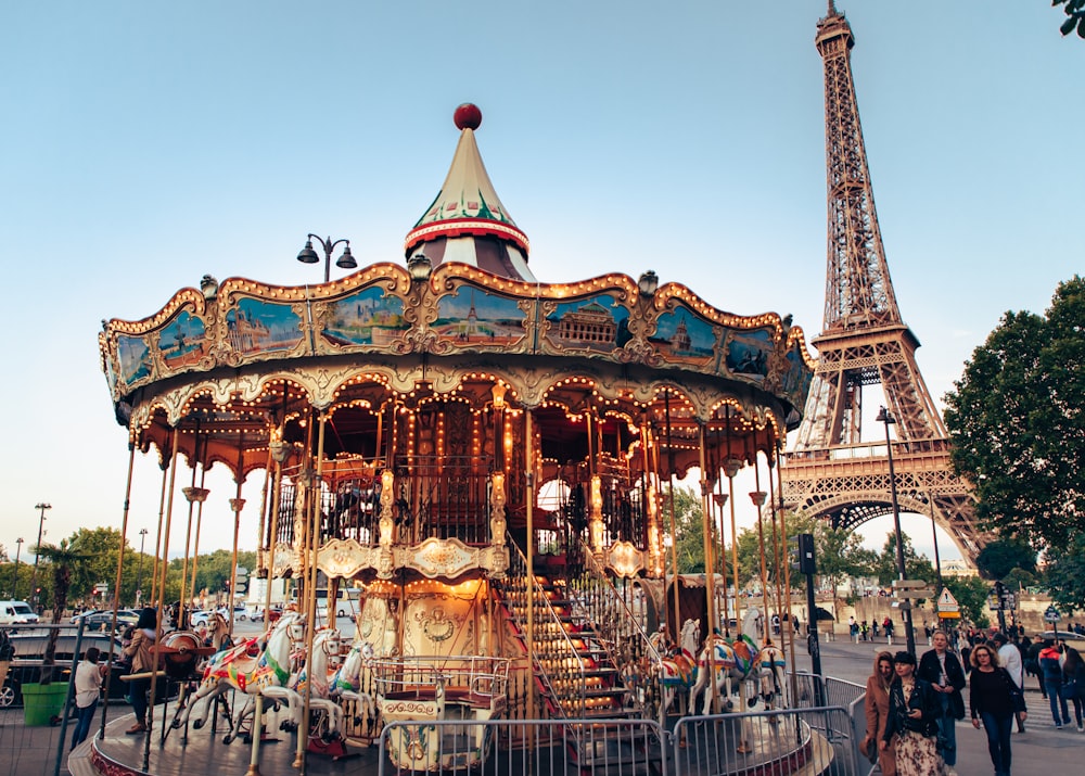carousel ride near Eiffel Tower