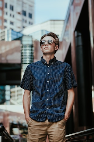 man holding his pockets