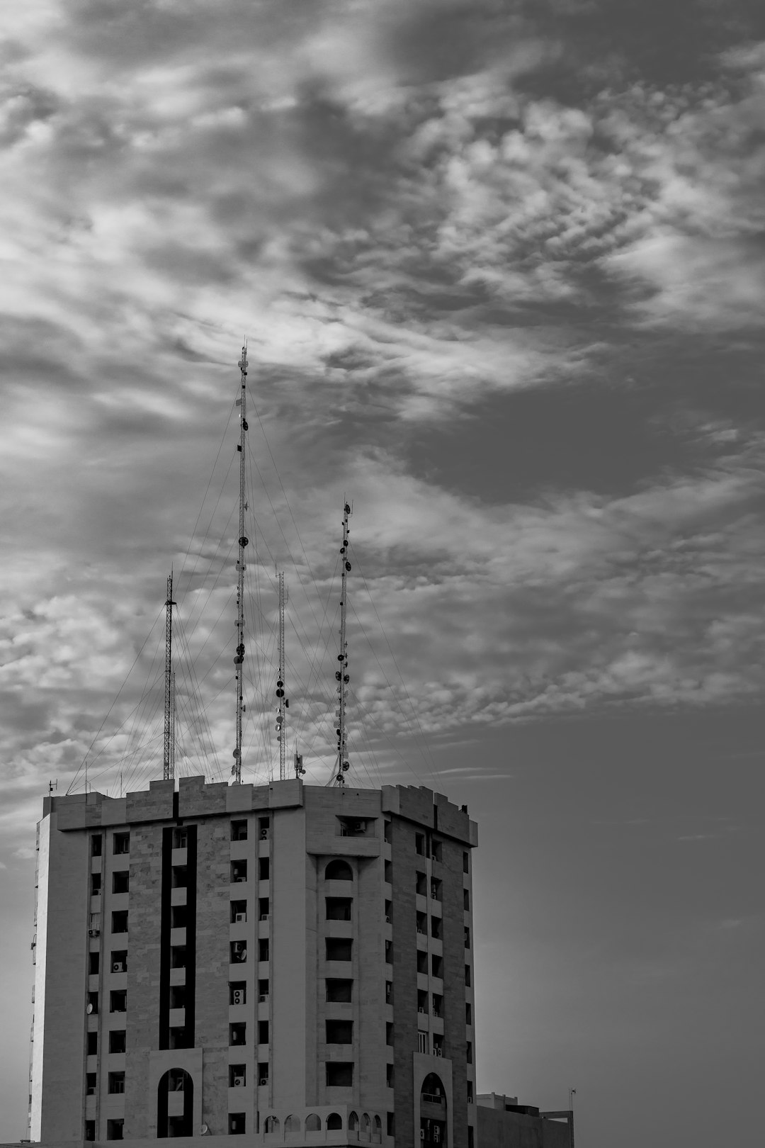 grayscale photo of building