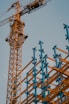 yellow and blue crane tower