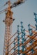 yellow and blue crane tower