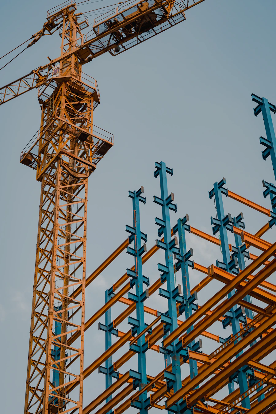 Tower crane on a commercial construction site