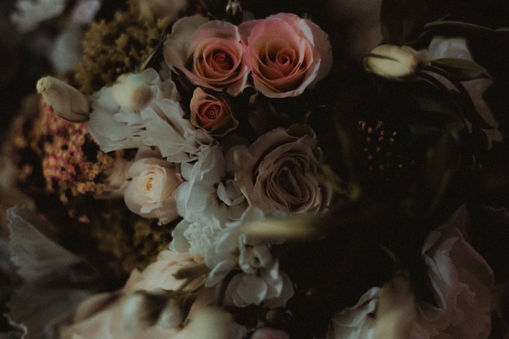 pink and white rose bouquet