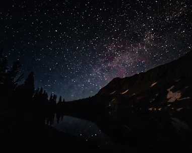 mountain and galaxy sky scenery