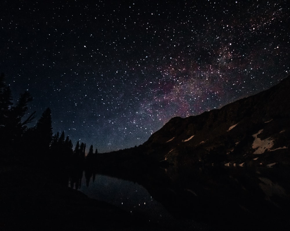 mountain and galaxy sky scenery