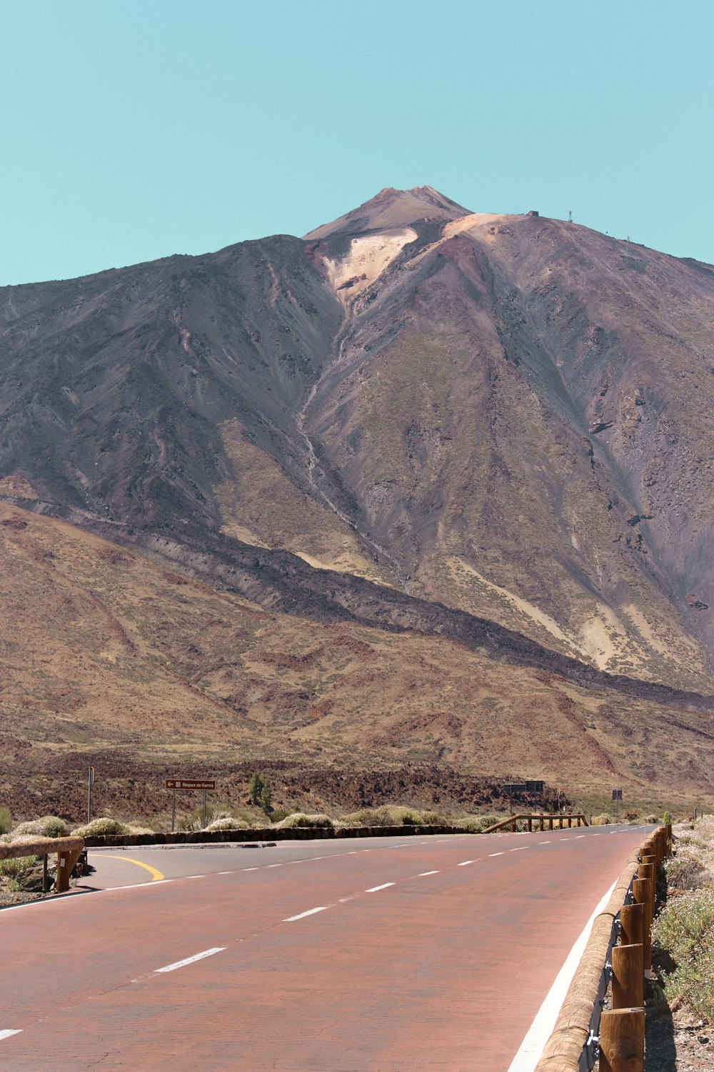 brown mountain near road