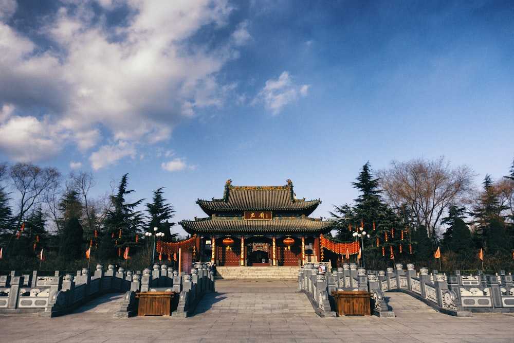 black and red pagoda building