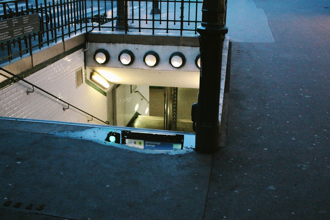 black metal railings, Metro Reflections in Paris