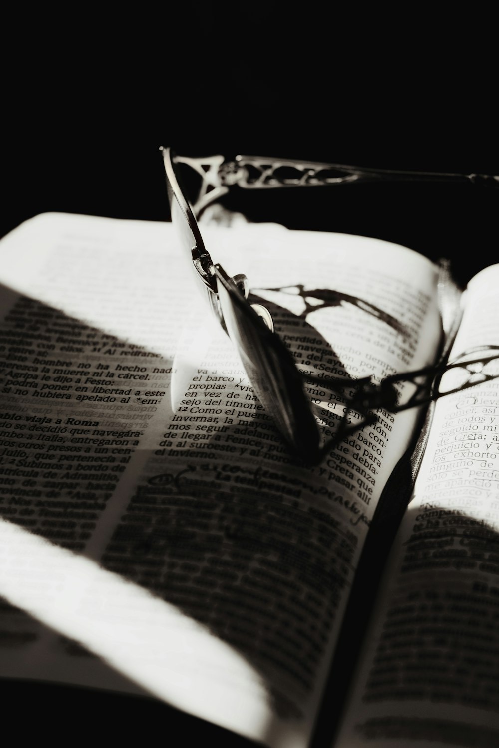 grayscale photography sunglasses on top of book