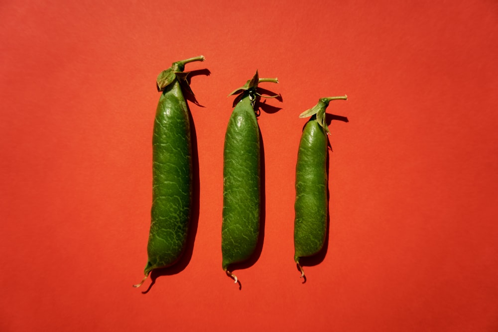 three green pea pods