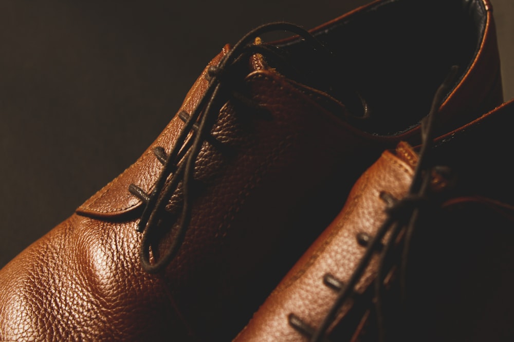 pair of brown leather shoes