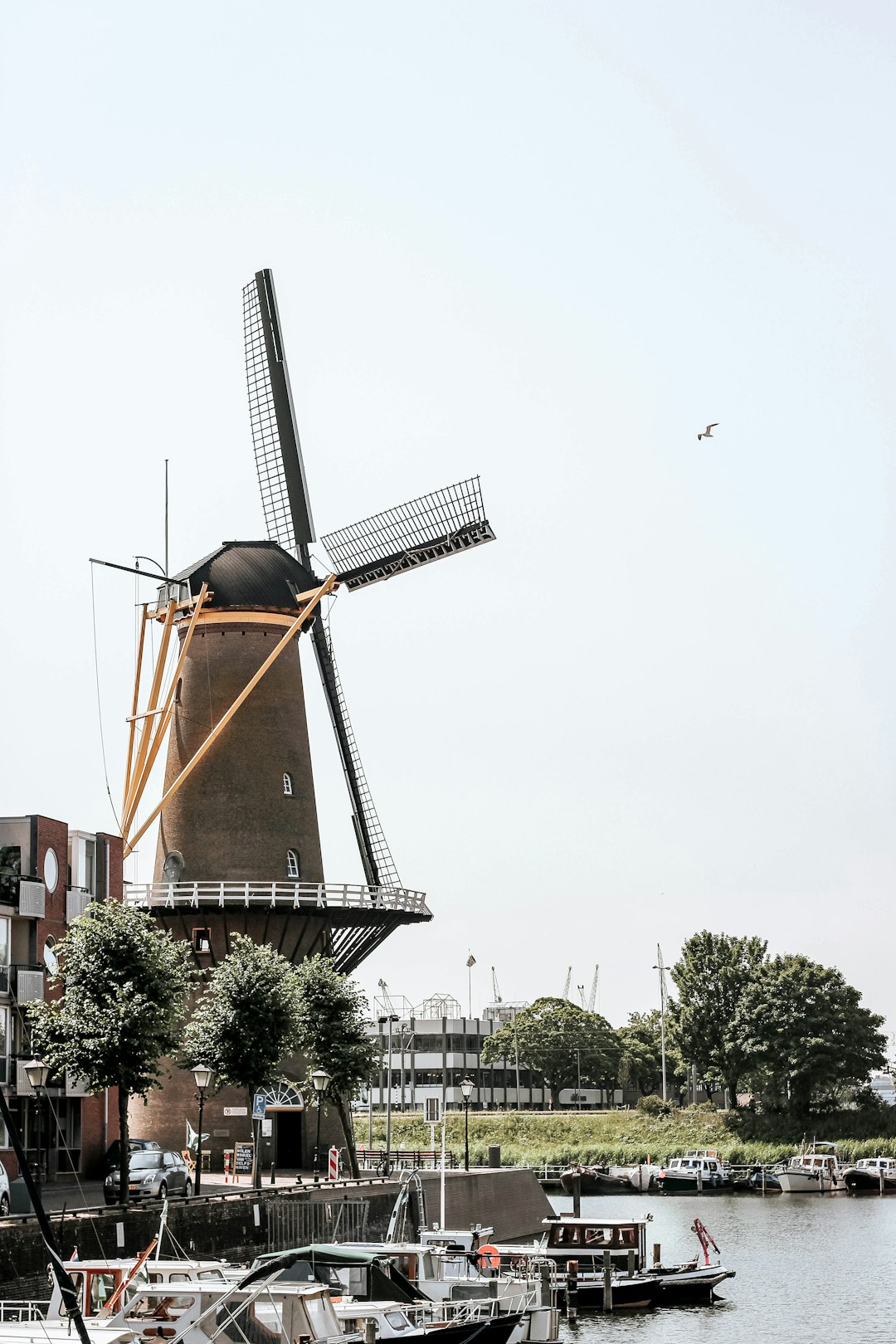 windmill beside body of water