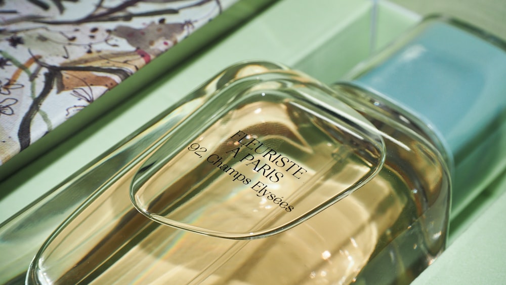 clear glass fragrance bottle