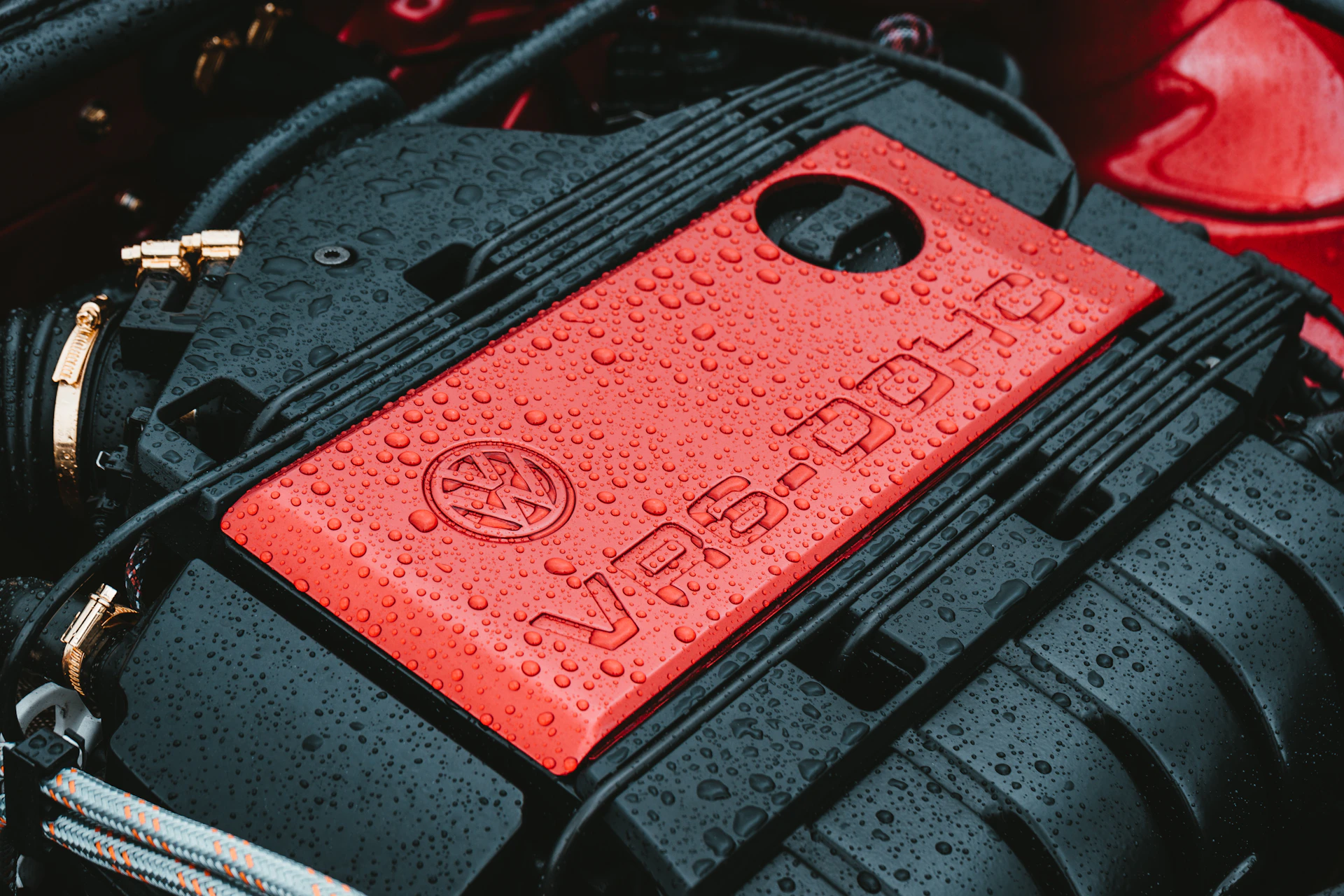 black and red vehicle engine