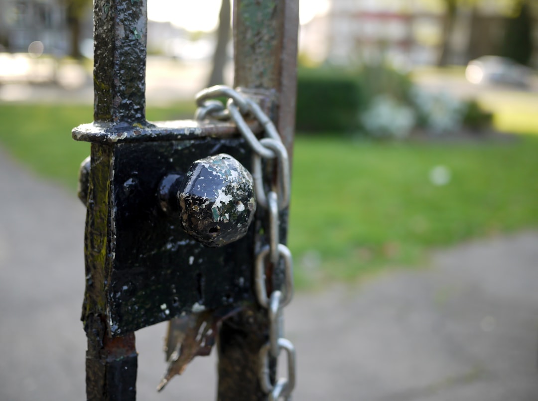 black metal door lock