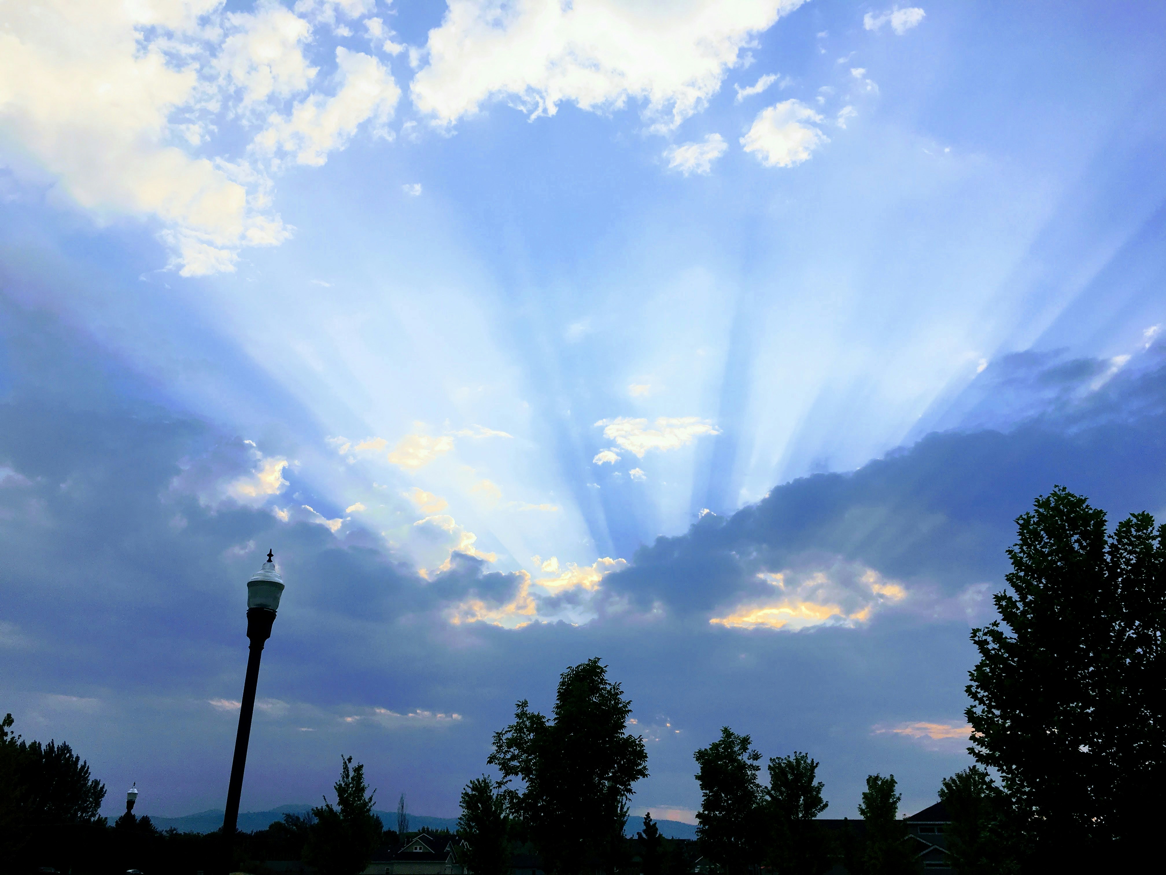 Light shining through clouds