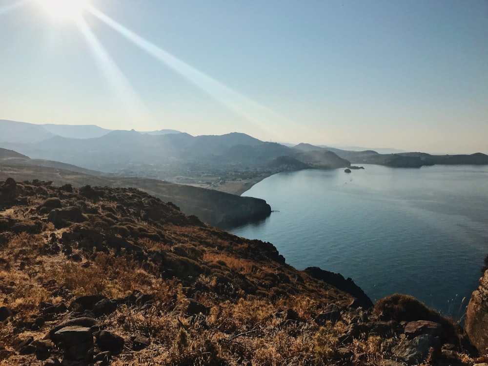 a large body of water surrounded by mountains