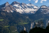 Scenic view of snow-capped peaks in Gulmarg during winter.