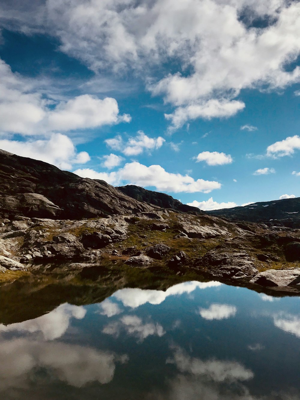 body of water with reflections of clouds during daytime