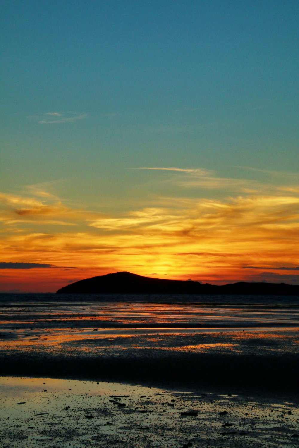 silhouette of mountain sunset