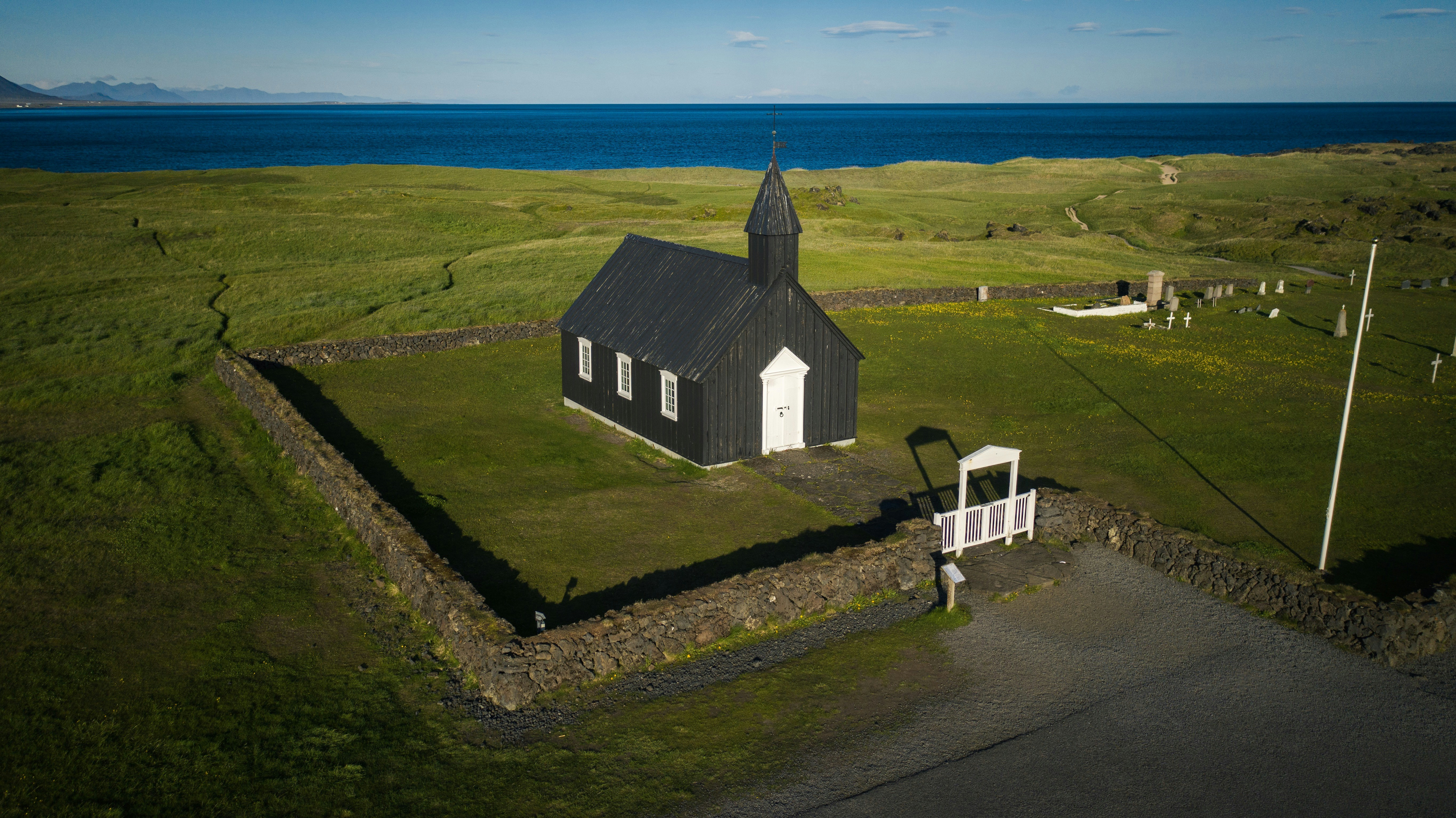 black and white painted wooden cathedral