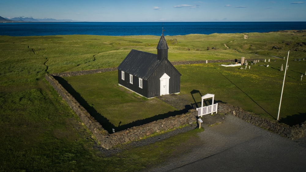 black and white painted wooden cathedral