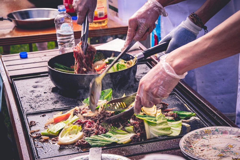 cooked food on kitchen