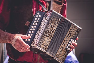 Red accordion instrument