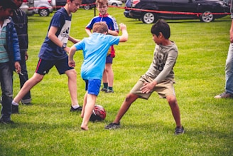 boy's playing soccer